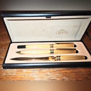 Capella Gold & Black Pen Pencil Fountain Set 3 Piece